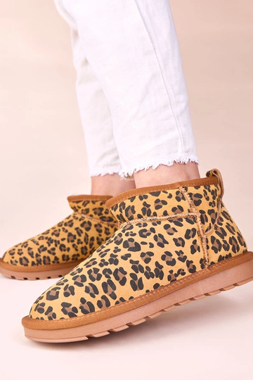 Snehové topánky z prírodného zamatu s leopardím vzorom, zateplené kožušinou Matilda 2