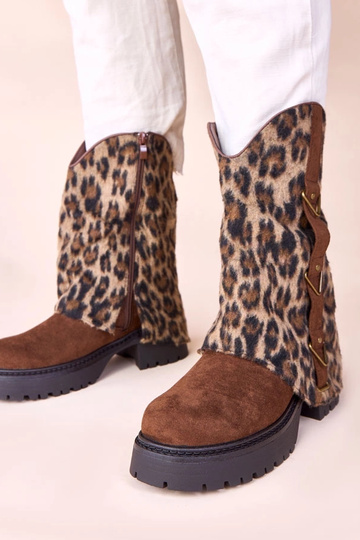 Hnedé čižmy s tigrovaným...