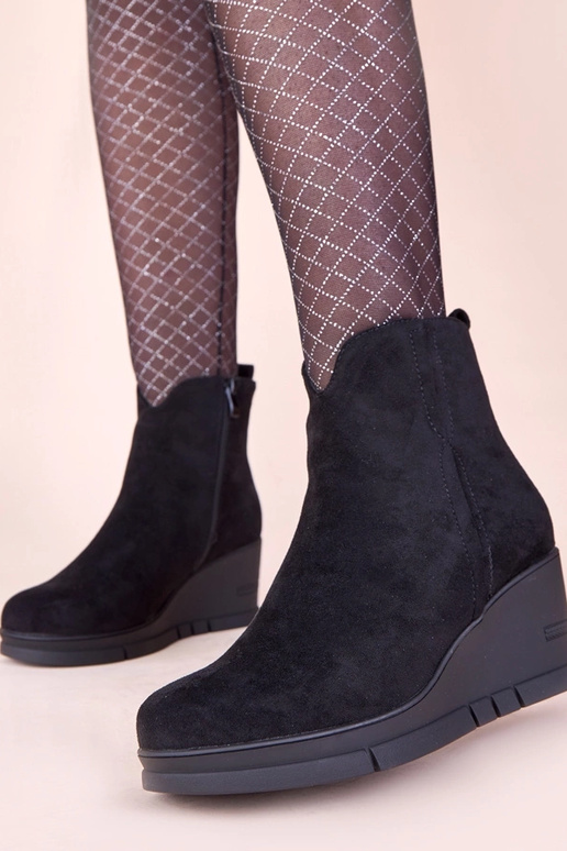 Čierne čižmy na platforme z umelej...