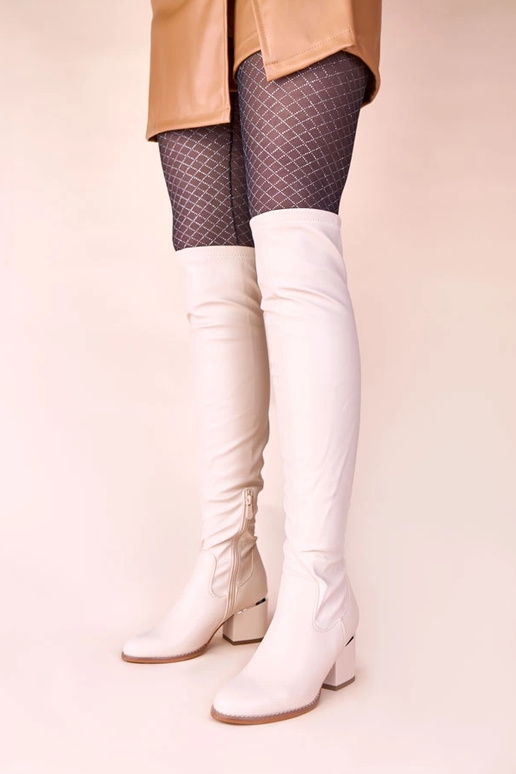 Pieskové dlhé čižmy nad kolená na...