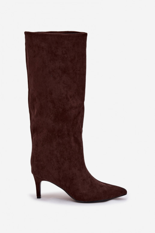 dámske čižmy Trvalý model zahriať sa s tenkými podpätkami CzekoladoIne Olivienne