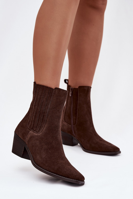 zo semišu Čižmy s oteplením vo vnútri Hnedá farba Arelia