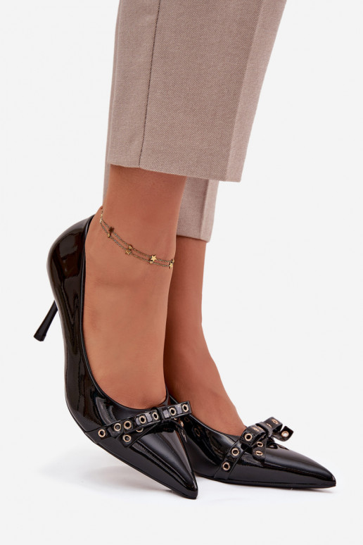 s lakovým efektom štekle so stuhami čierna Janisse