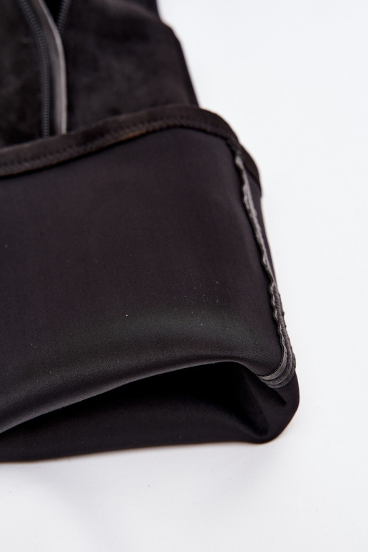 dámske čižmy nad kolenom s podpätkami z eko semišuoIne čierna Tahlina