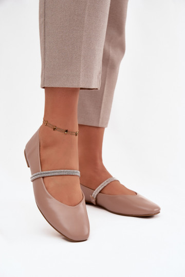 Balerínky DámskeBłyszczącymi Paskami béžová Ilirene