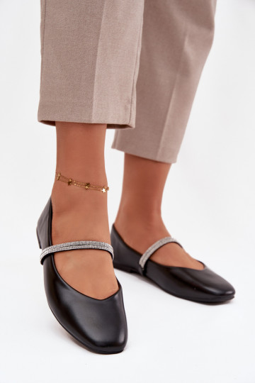 Balerínky DámskeBłyszczącymi Paskami čierna Ilirene