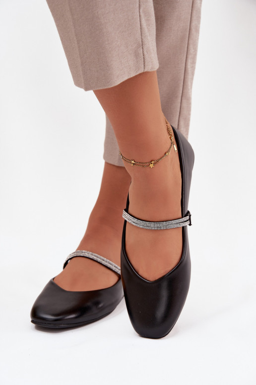 Balerínky DámskeBłyszczącymi Paskami čierna Ilirene