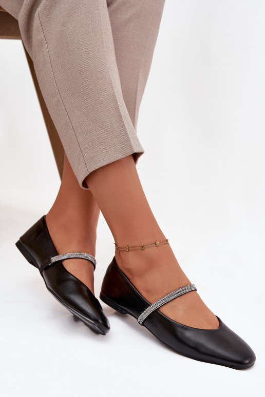 Balerínky DámskeBłyszczącymi Paskami čierna Ilirene