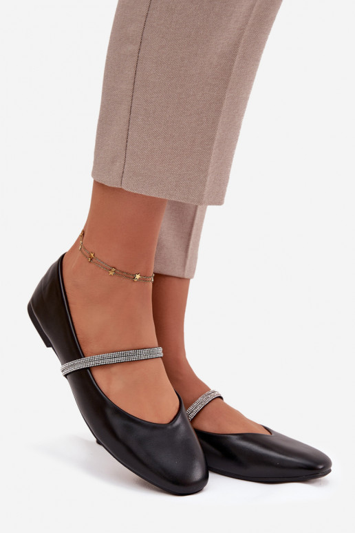 Balerínky DámskeBłyszczącymi Paskami čierna Ilirene