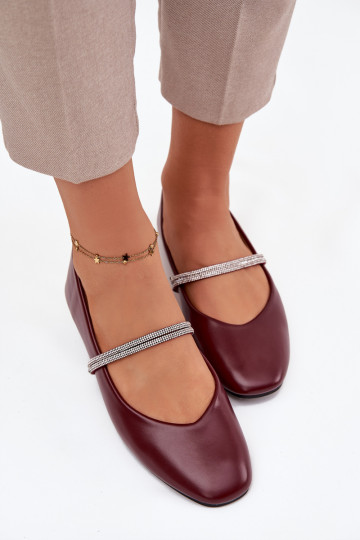 Balerínky DámskeBłyszczącymi Paskami bordová Ilirene