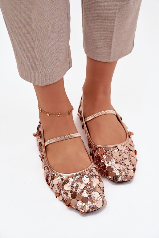 Balerínky Ozdobione Cekinami Ružová Szampańskie Terlina