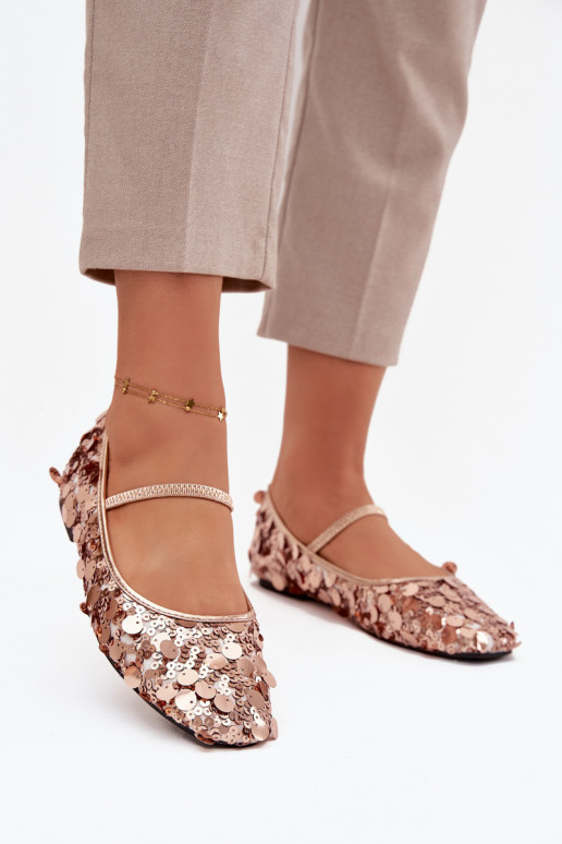 Balerínky Ozdobione Cekinami Ružová Szampańskie Terlina