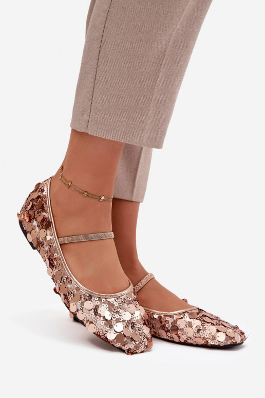 Balerínky Ozdobione Cekinami Ružová Szampańskie Terlina