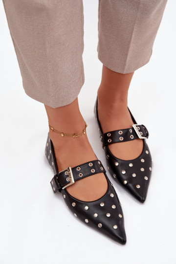 Balerínky s nitmi I s prackami Eko Kožené čierna Arlenne