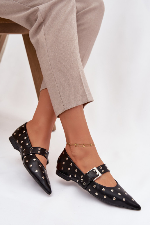 Balerínky s nitmi I s prackami Eko Kožené čierna Arlenne