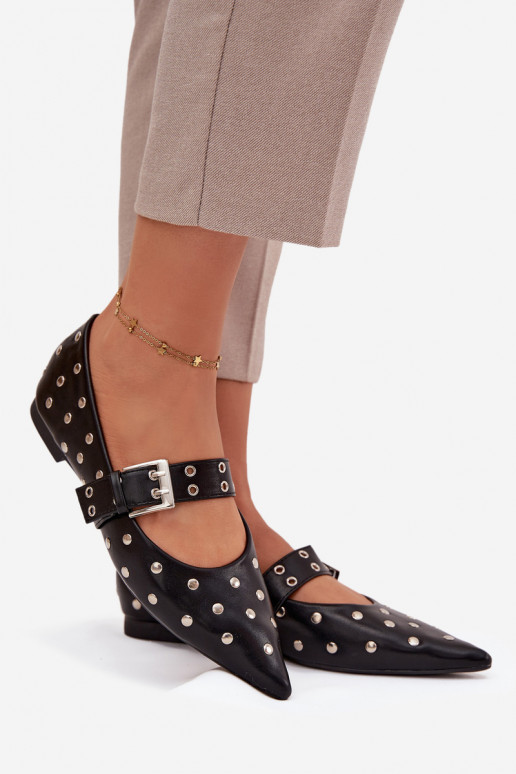 Balerínky s nitmi I s prackami Eko Kožené čierna Arlenne