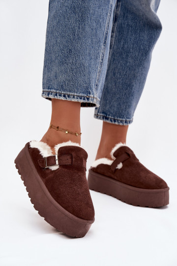 Snehule Dámske s kožušinou I s prackami s platformou CzekoladoIne Jessina