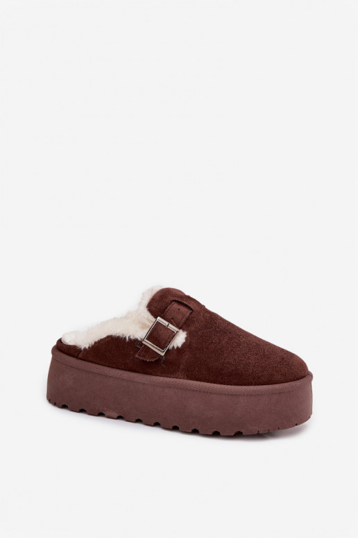 Snehule Dámske s kožušinou I s prackami s platformou CzekoladoIne Jessina