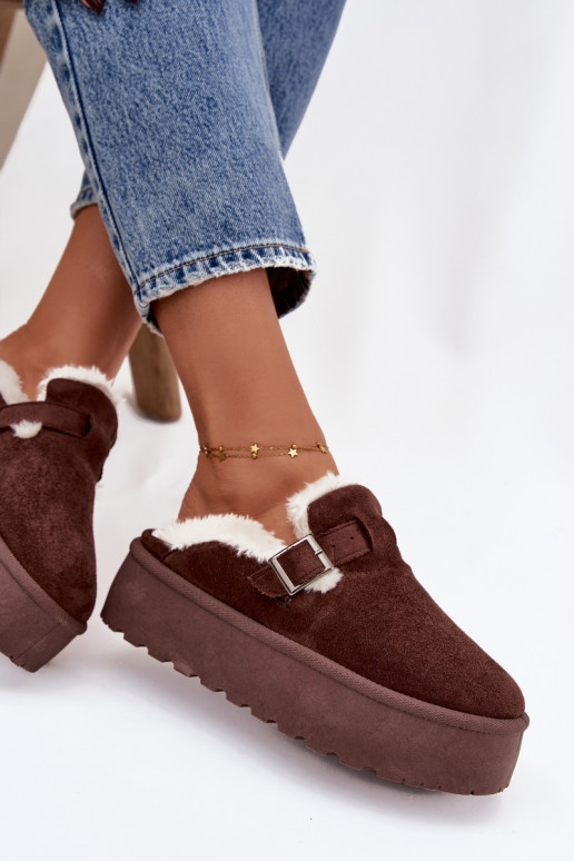 Snehule Dámske s kožušinou I s prackami s platformou CzekoladoIne Jessina