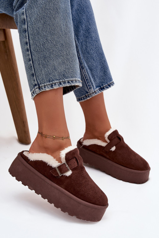 Snehule Dámske s kožušinou I s prackami s platformou CzekoladoIne Jessina