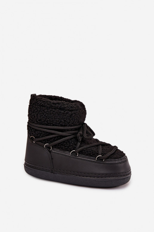 Snehule Dámske s kožušinou Typu Baranek s popruhmi čierna Belira