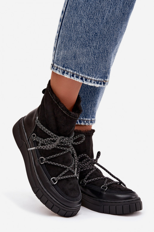 Snehule Dámske so štýlovými detailmi čierna Isalisse