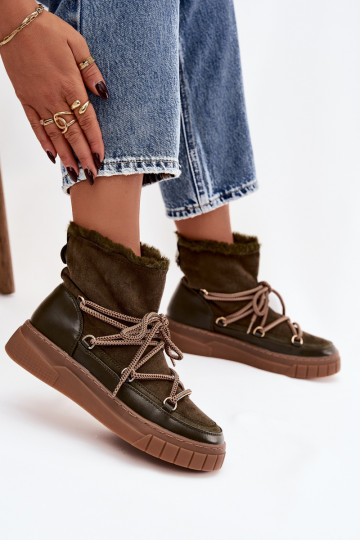 Snehule Dámske so štýlovými detailmi khaki farby Isalisse