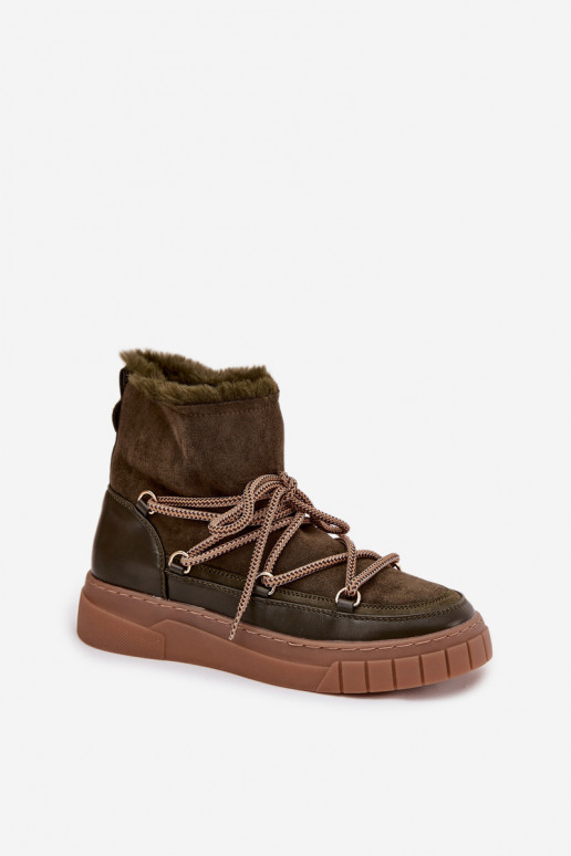 Snehule Dámske so štýlovými detailmi khaki farby Isalisse