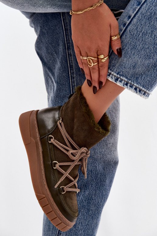 Snehule Dámske so štýlovými detailmi khaki farby Isalisse