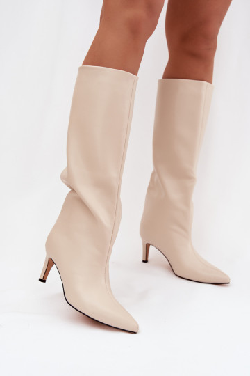 dámske čižmy Trvalý model zahriať sa s tenkými podpätkami slonovina Olivienne