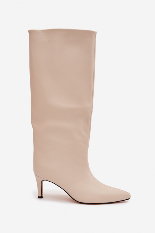 dámske čižmy Trvalý model zahriať sa s tenkými podpätkami slonovina Olivienne
