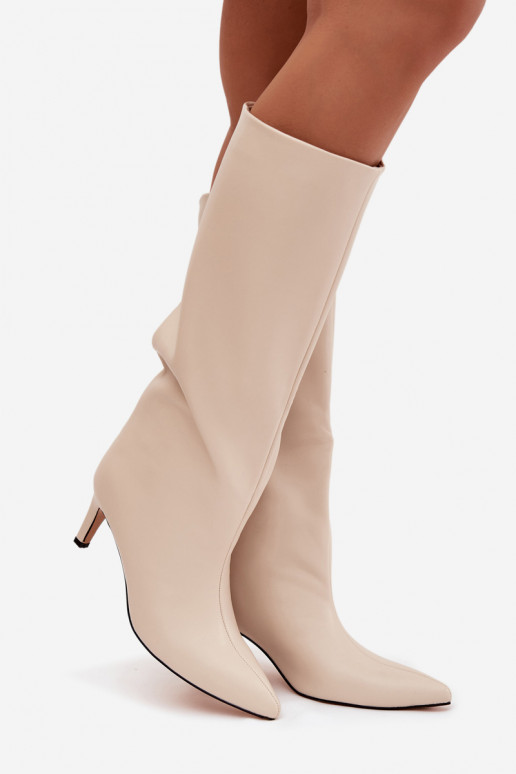 dámske čižmy Trvalý model zahriať sa s tenkými podpätkami slonovina Olivienne