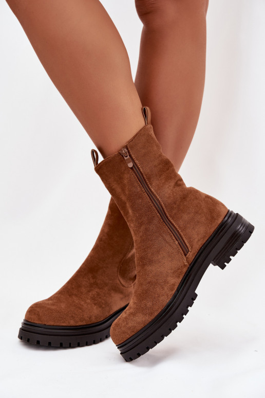 štýlové čižmy Dámske Zapnuté Hrad Hnedá farba Julienne