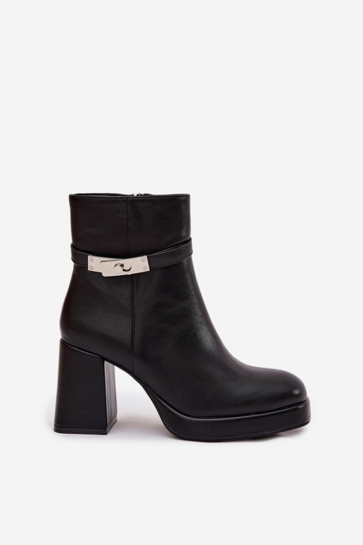 zahriať sa Dámske čižmy so zdobenými podpätkami čierna Giordina