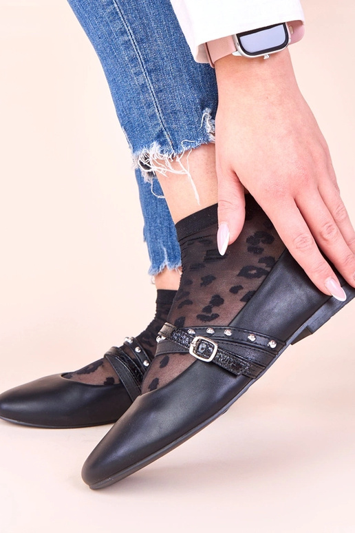 Čierne baleríny s dekoratívnymi...