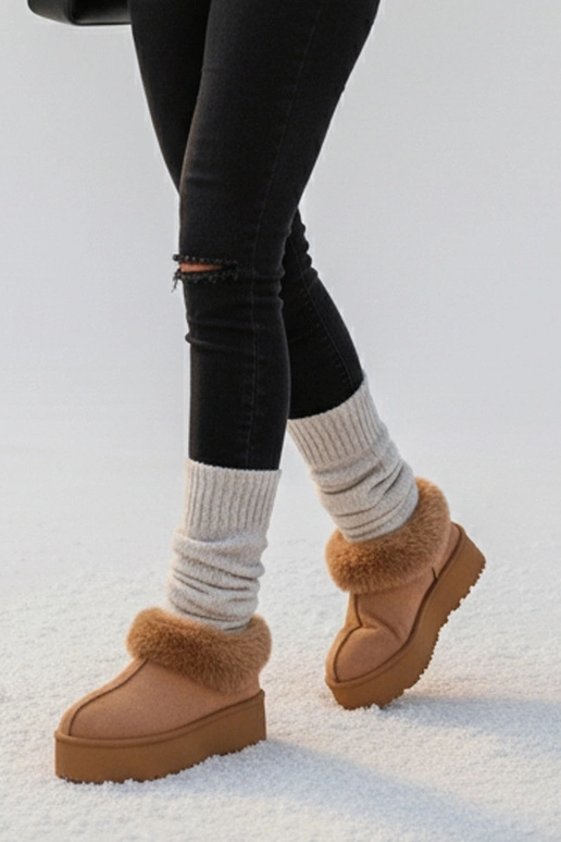 Hnedé snehové čižmy s kožušinou Deesi
