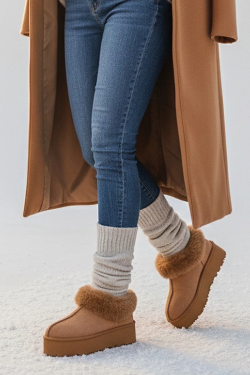 Hnedé snehové čižmy s kožušinou Deesi