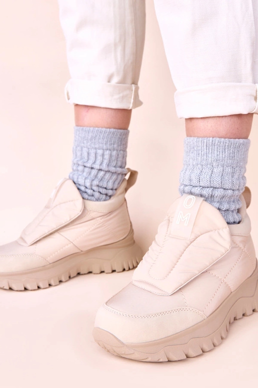 Pieskové dámske snehové čižmy so...