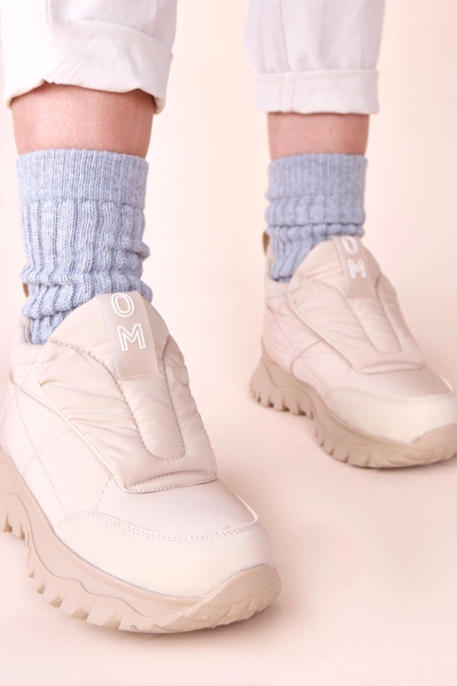Pieskové dámske snehové čižmy so...