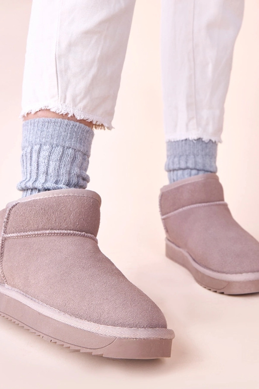 Sivé snehové čižmy z pravej semišovej...