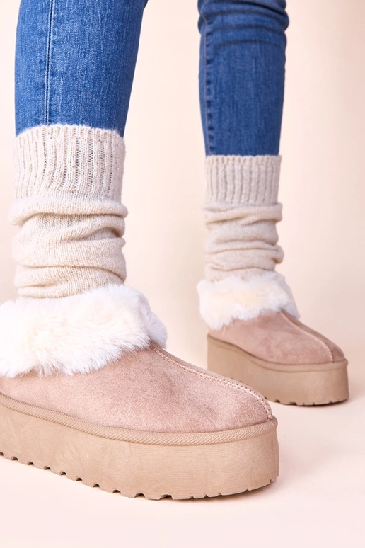 Tmavo pieskové snehové čižmy s...