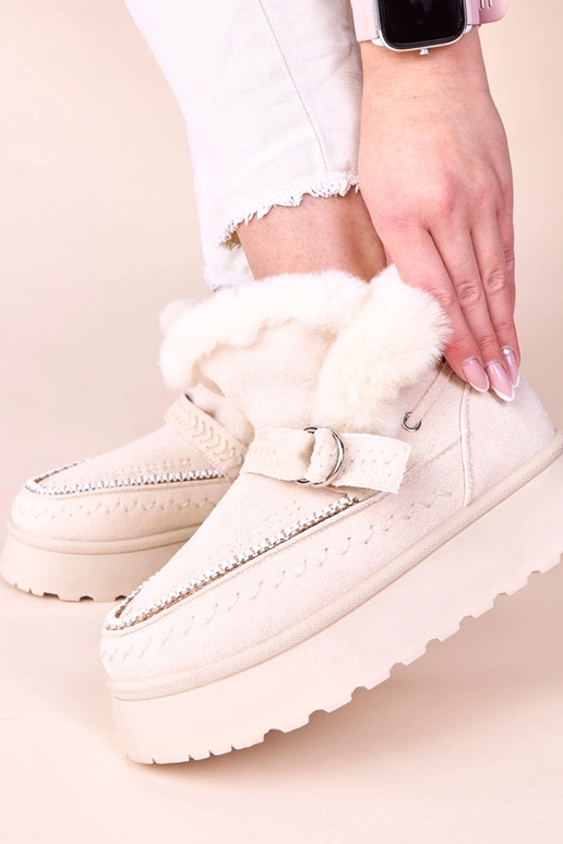 Pieskové snehové čižmy s dekoratívnou...