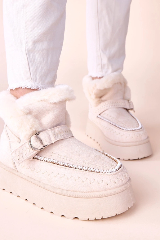 Pieskové snehové čižmy s dekoratívnou...