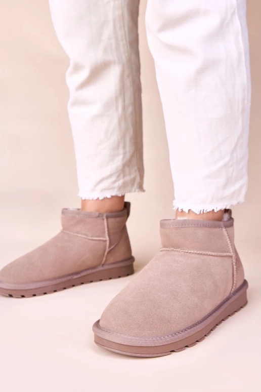 Sivé snehové čižmy z pravej semišovej...