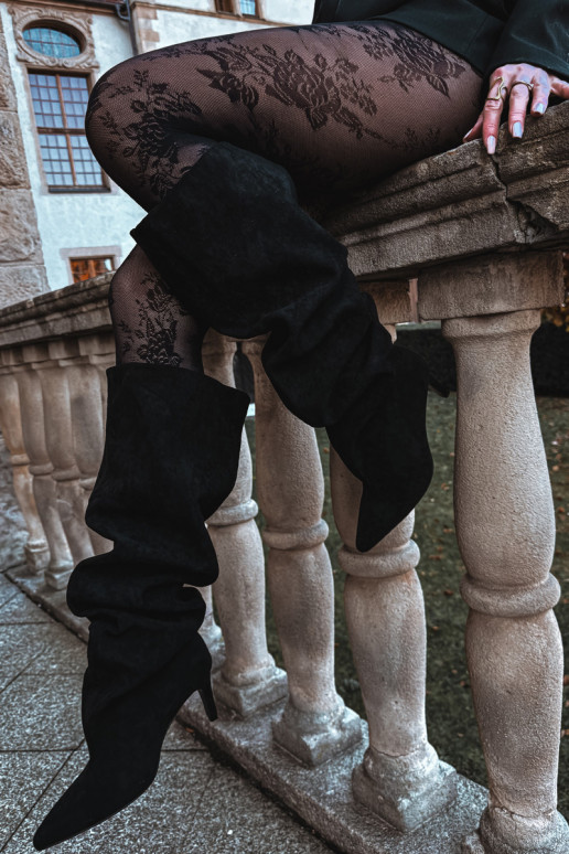 Dámske vysoké čižmy s tenkými podpätkami čiernej farby Taivilla