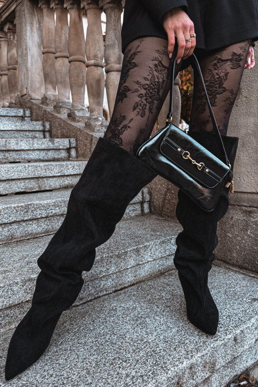 Dámske vysoké čižmy s tenkými podpätkami čiernej farby Taivilla