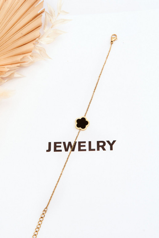 Dámske Náramok S čiernym kvetom zlatej farby