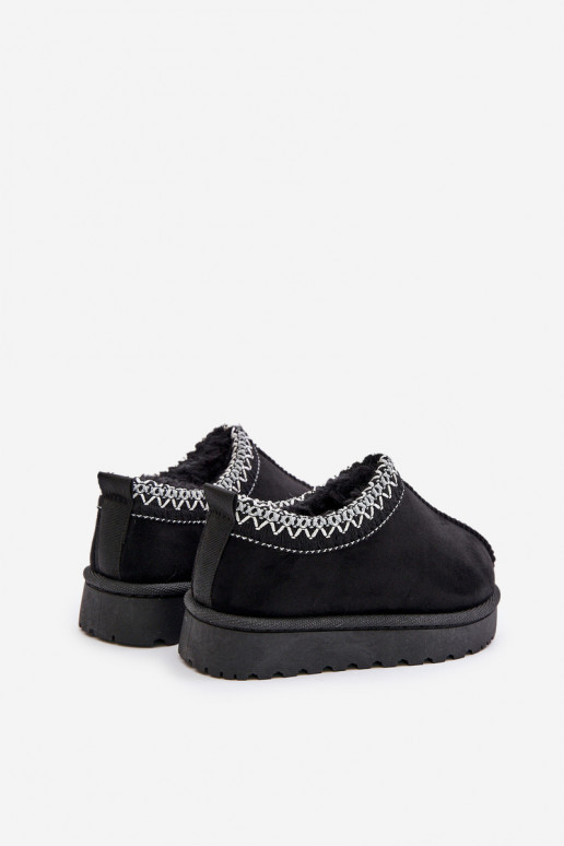 Detské snehové topánky s platformou, zateplené s kožušinou vo vnútri v čiernej farbe Vilabria