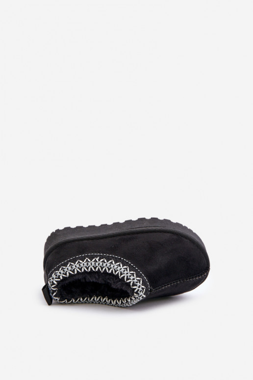 Detské snehové topánky s platformou, zateplené s kožušinou vo vnútri v čiernej farbe Vilabria