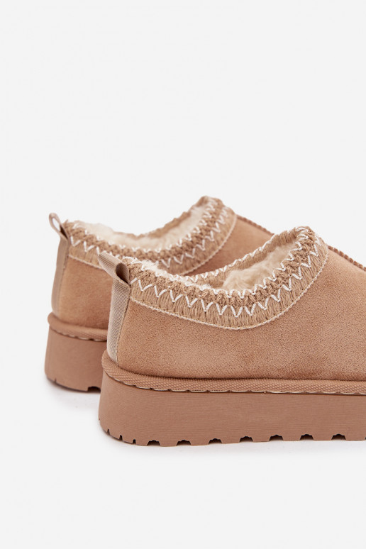 Detské snehové topánky s vyšívaním Prina, pieskové